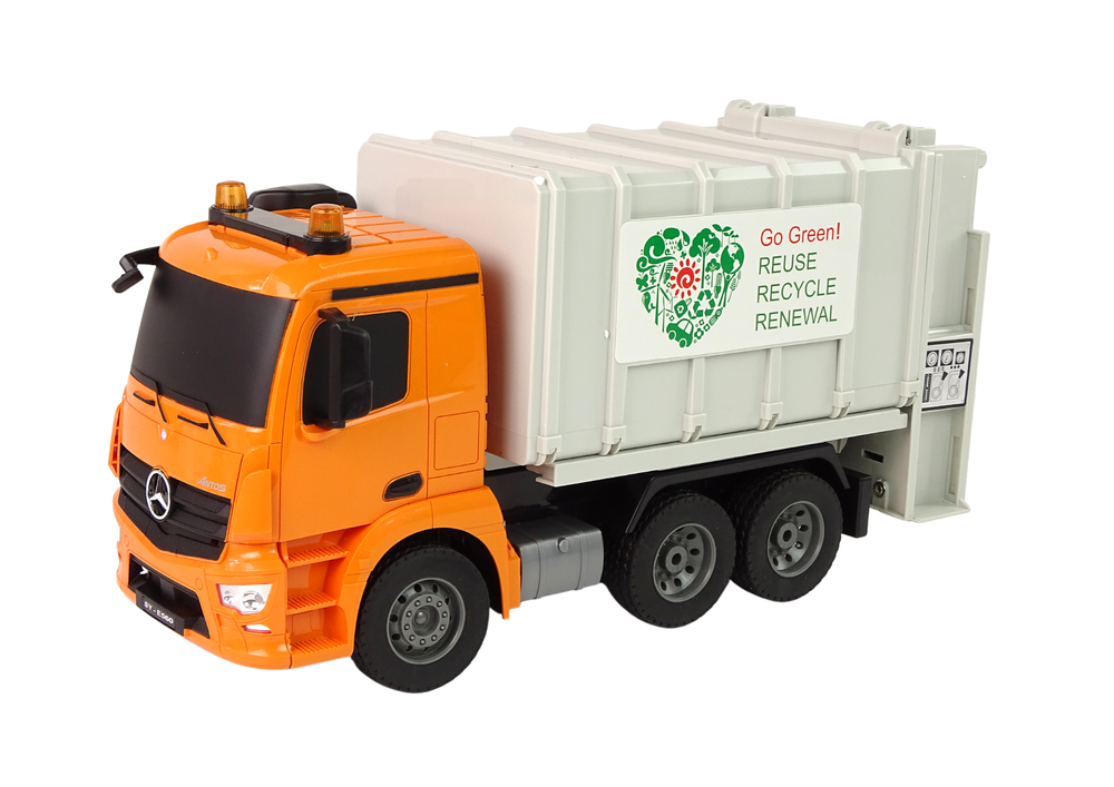 Ferngesteuerter RC Müllwagen Mercedes-Benz Antos Orange Trash Spielzeug