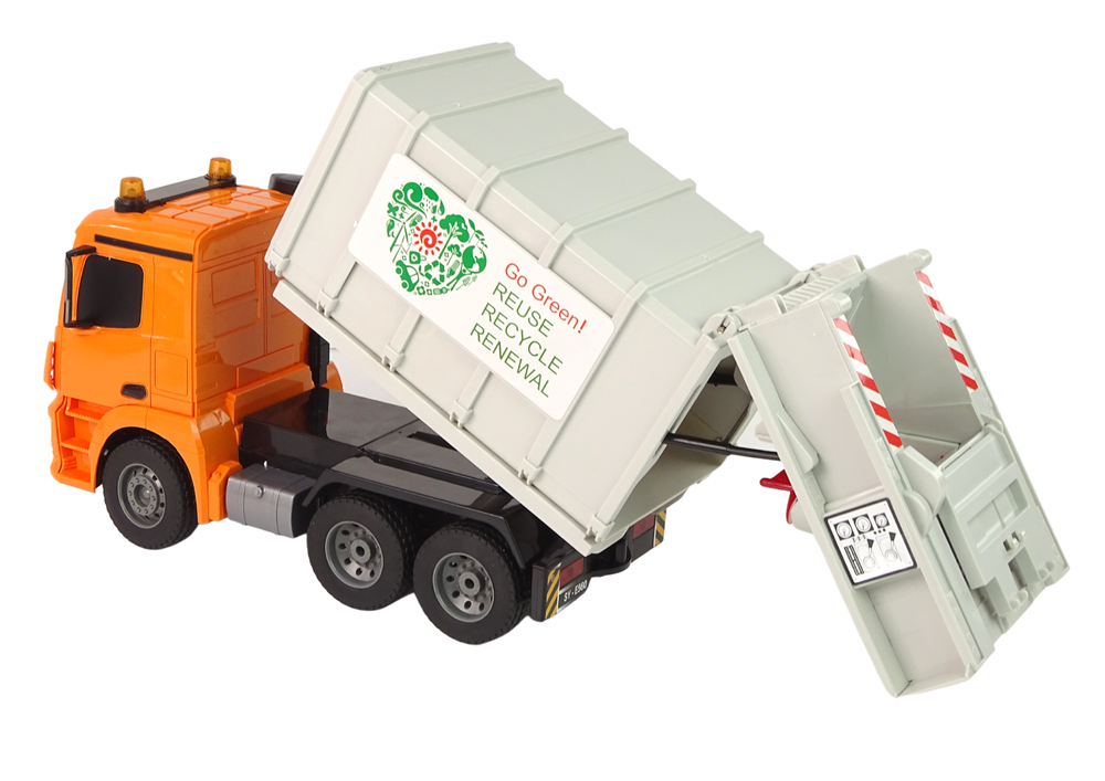 Ferngesteuerter RC Müllwagen Mercedes-Benz Antos Orange Trash Spielzeug