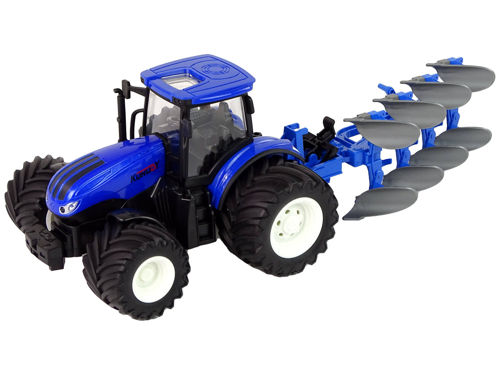 Ferngesteuerter Traktor 1:24 Blauer Pflug Metall Spielzeug