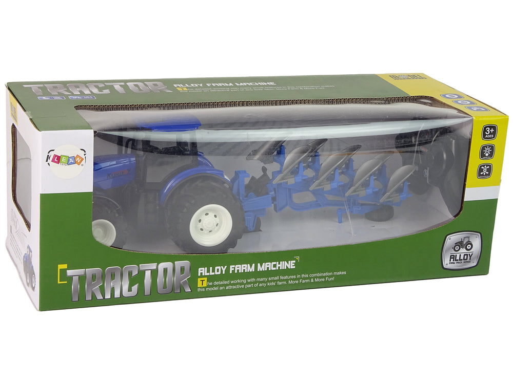 Ferngesteuerter Traktor 1:24 Blauer Pflug Metall Spielzeug