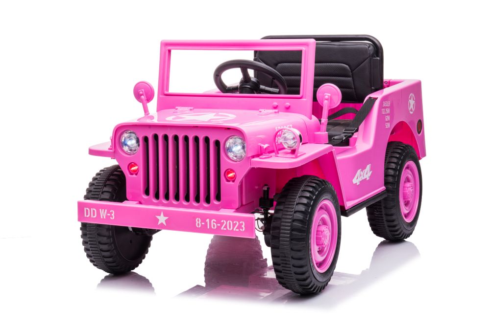 Elektro Kinderauto Jeep Militärfahrzeuge JH-103 Rosa 4x4 mit Ledersitz und EVA Reifen