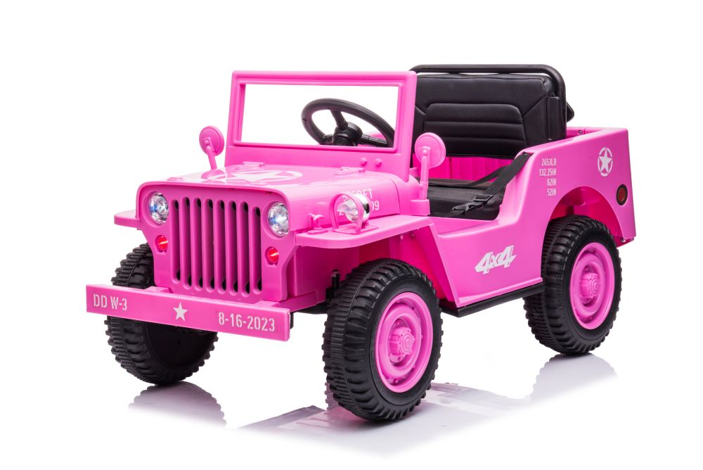 Elektro Kinderauto Jeep Militärfahrzeuge JH-103 Rosa 4x4 mit Ledersitz und EVA Reifen
