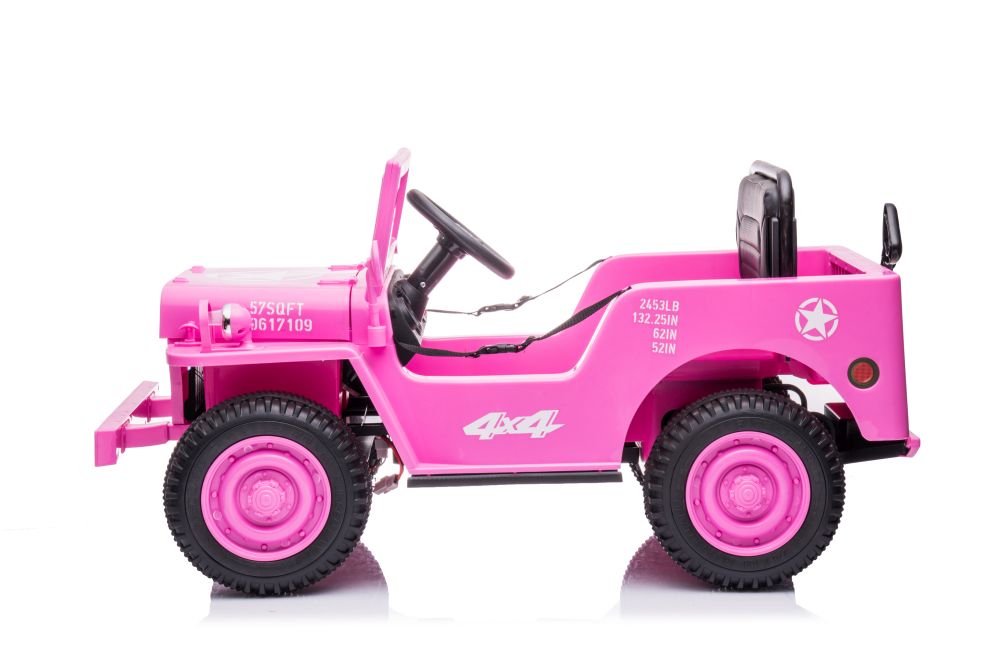 Elektro Kinderauto Jeep Militärfahrzeuge JH-103 Rosa 4x4 mit Ledersitz und EVA Reifen