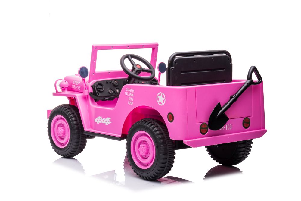 Elektro Kinderauto Jeep Militärfahrzeuge JH-103 Rosa 4x4 mit Ledersitz und EVA Reifen
