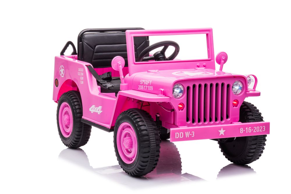 Elektro Kinderauto Jeep Militärfahrzeuge JH-103 Rosa 4x4 mit Ledersitz und EVA Reifen
