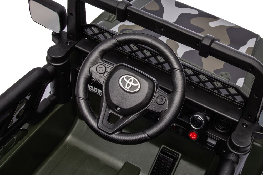 Elektro Kinderauto Toyota Jeep FJ Militärgrün 4x4 Ledersitz EVA Reifen Musik