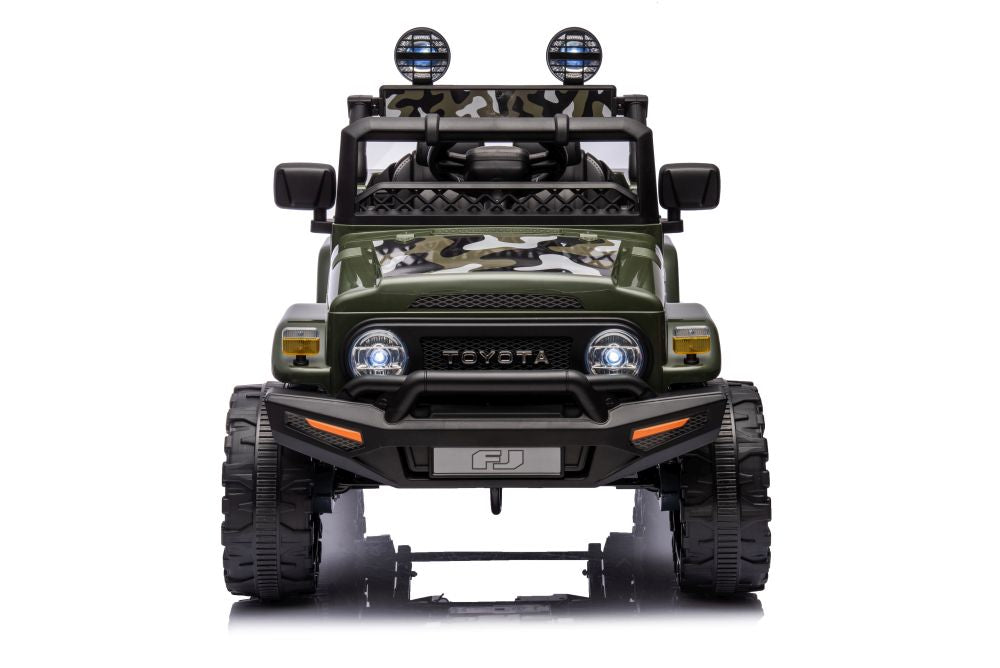 Elektro Kinderauto Toyota Jeep FJ Militärgrün 4x4 Ledersitz EVA Reifen Musik
