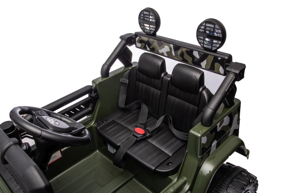 Elektro Kinderauto Toyota Jeep FJ Militärgrün 4x4 Ledersitz EVA Reifen Musik