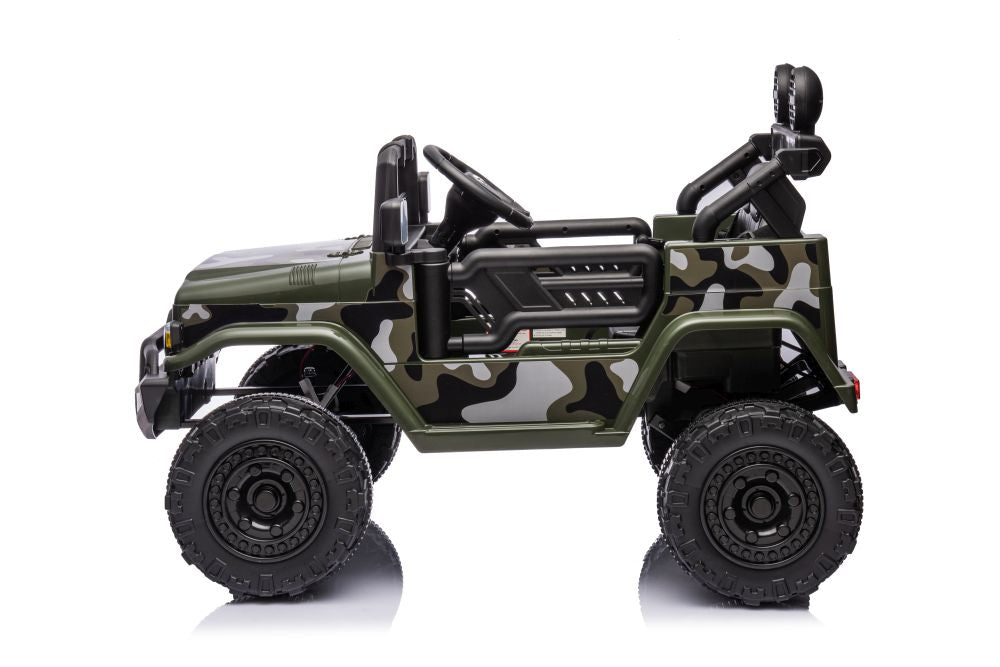 Elektro Kinderauto Toyota Jeep FJ Militärgrün 4x4 Ledersitz EVA Reifen Musik