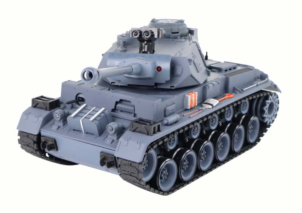 Ferngesteuertes Spielzeug Panzer 1:18 Kanone Rauchschild Grau