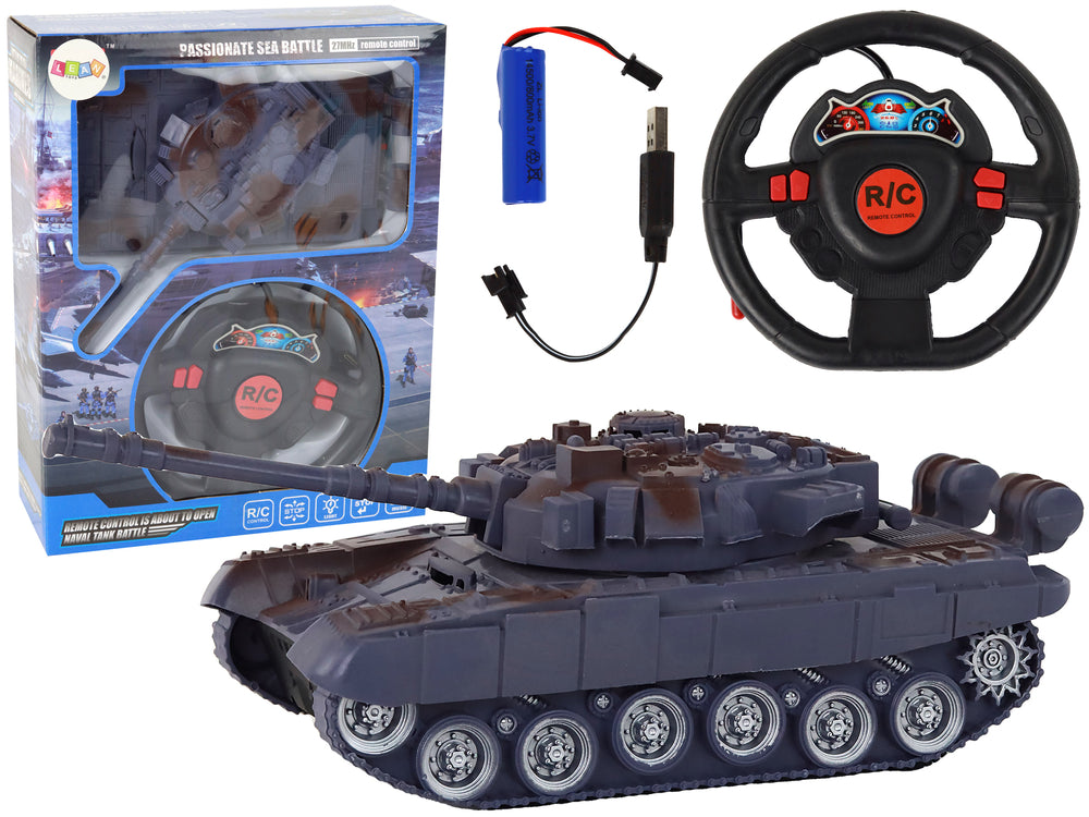 Ferngesteuerter R/C-Panzer Marineblau 1:18 mit Lichtern und Ton 27 MHz