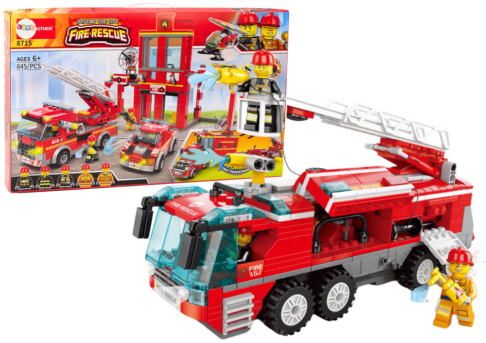 Building Block Set Fire Engine Basic Car Car Helicopter 845 El