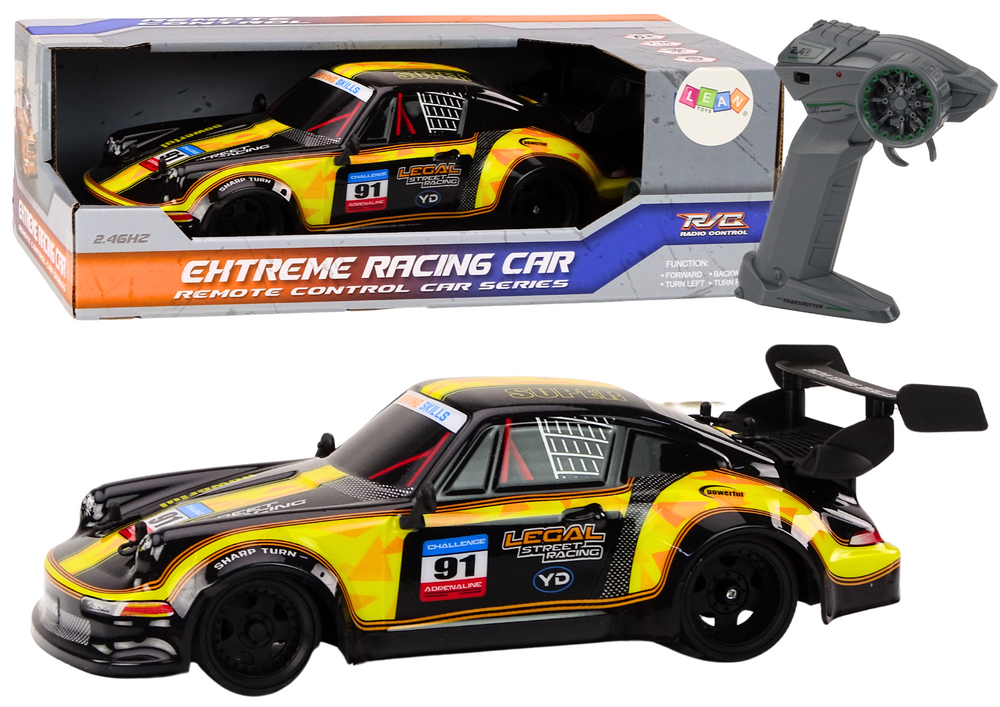 Ferngesteuertes Spielzeugauto 1:16 Gummiräder Drift Gelb