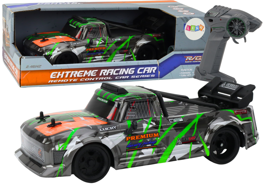 Ferngesteuertes Spielzeugauto 1:16 Gummi-Drifträder Grau-Grün