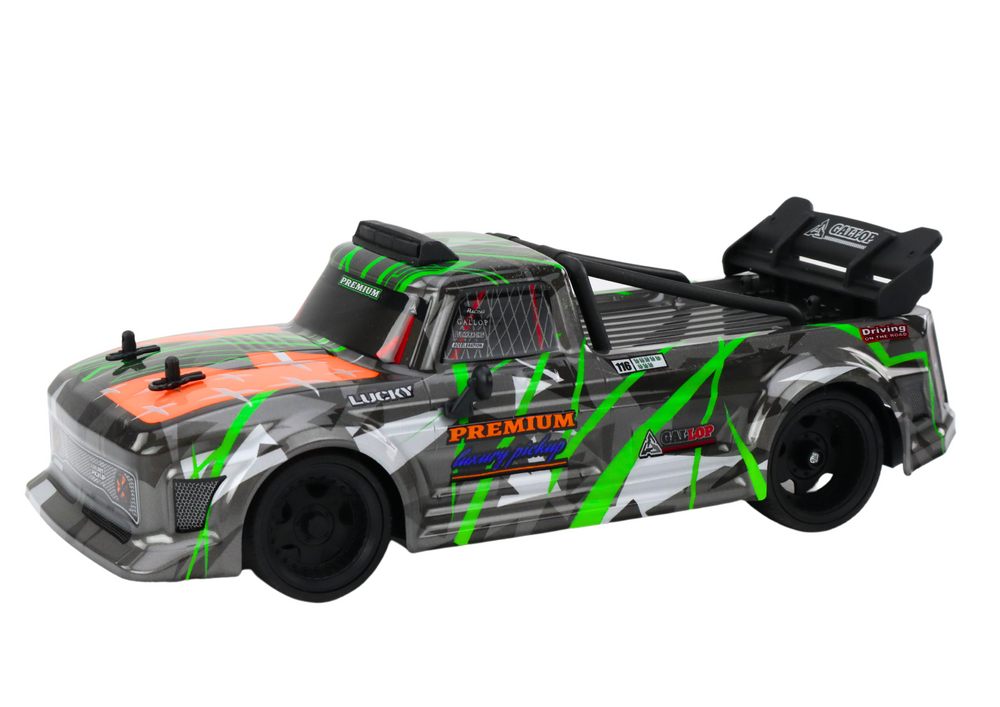Ferngesteuertes Spielzeugauto 1:16 Gummi-Drifträder Grau-Grün