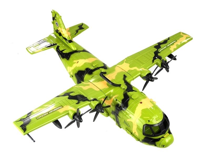 Großes Flugzeug Militär HERKULES Tarnfarbe 3 Soldaten Sound&Licht