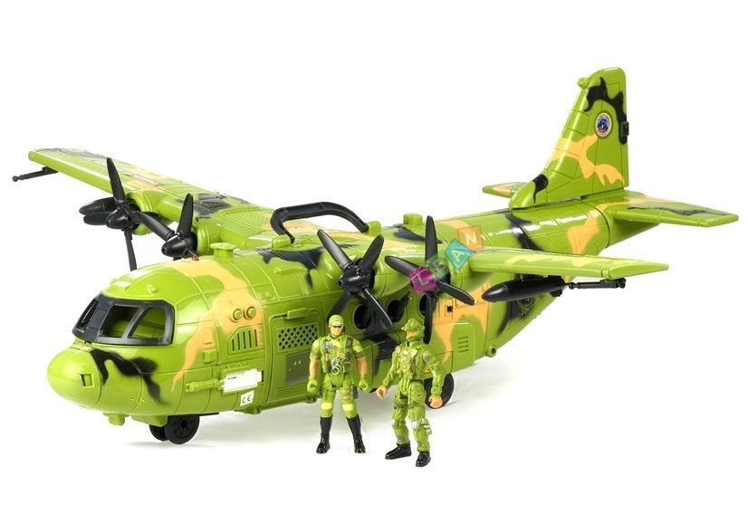 Großes Flugzeug Militär HERKULES Tarnfarbe 3 Soldaten Sound&Licht