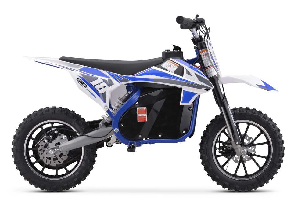 Elektro Kindermotorrad TRAIL KING Crossbike mit blauer HP114E-Batterie 800W 36V9Ah