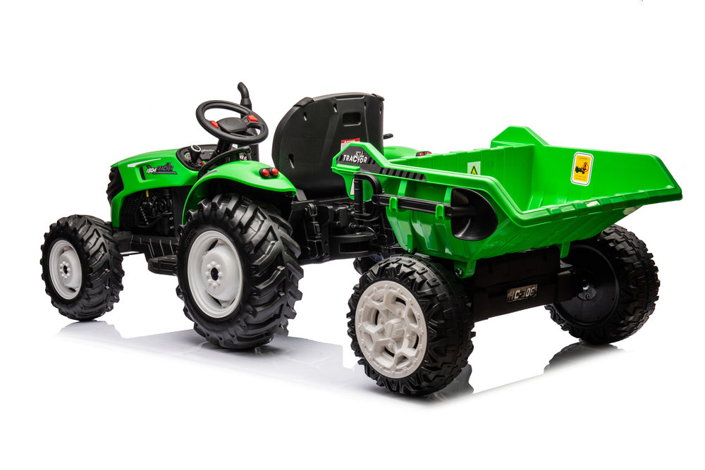Elektro Kindertraktor 24V Grün mit Anhänger 24V