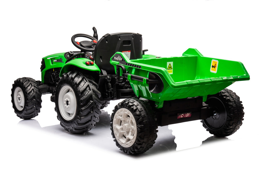 Elektro Kindertraktor 24V Grün mit Anhänger 24V