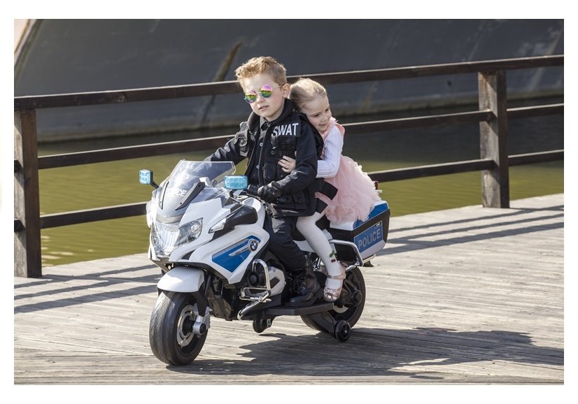 Elektro Kindermotorrad BMW Polizei Weiß 24V
