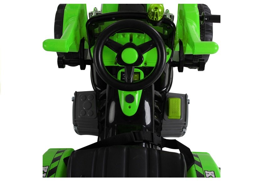 Electric ride on tractor with excavator green