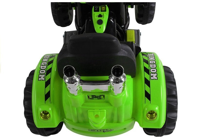Electric ride on tractor with excavator green