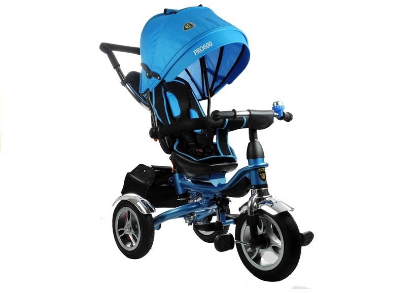 Dreirad PRO600 Blau Lenkstange Sonnenschutzdach Stoßdämpfer Kinderdreirad