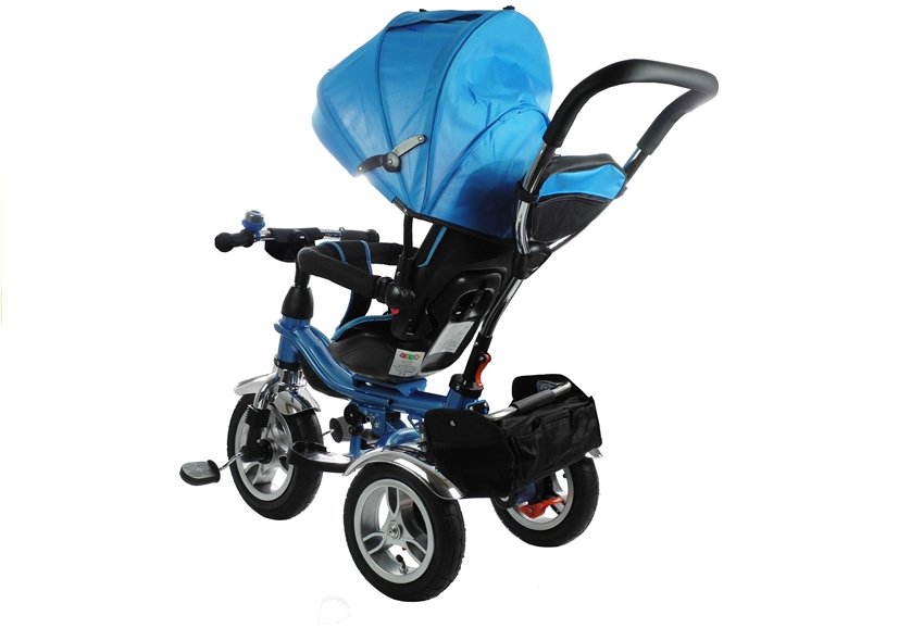 Dreirad PRO600 Blau Lenkstange Sonnenschutzdach Stoßdämpfer Kinderdreirad