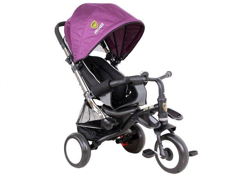 Dreirad PRO400 Violett Liegefunktion Lenkstange Schaumstoffräder Kinderdreirad