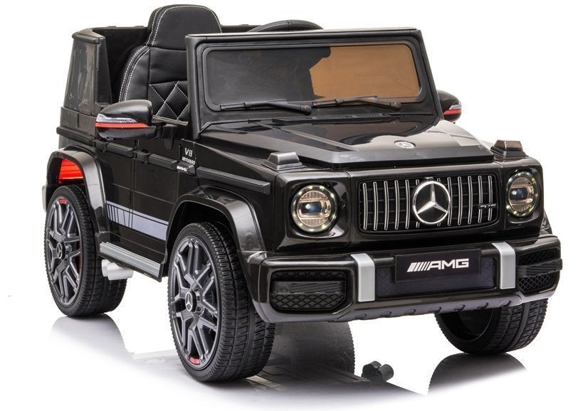 Elektro Kinderfahrzeug Mercedes G63 AMG Schwarz Lackiert Mit Ledersitz Und EVA-Reifen