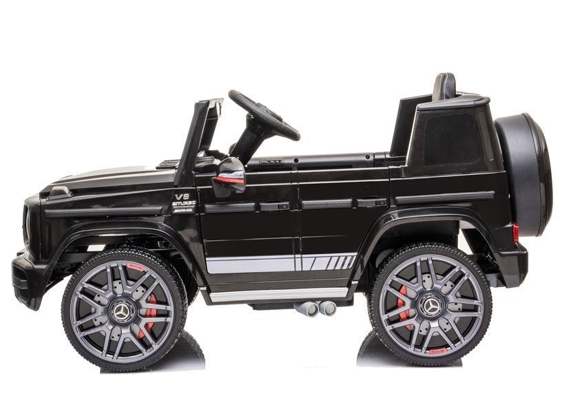 Elektro Kinderfahrzeug Mercedes G63 AMG Schwarz Lackiert Mit Ledersitz Und EVA-Reifen