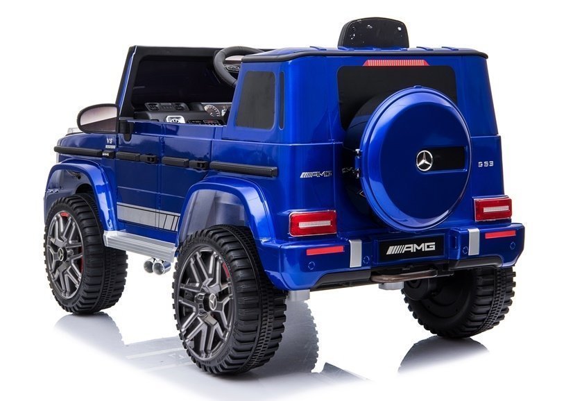 Elektro Kinderauto Mercedes G63 AMG Blau Lackiert Mit Ledersitz Und EVA-Reifen