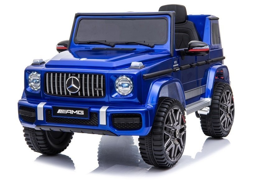 Elektro Kinderauto Mercedes G63 AMG Blau Lackiert Mit Ledersitz Und EVA-Reifen