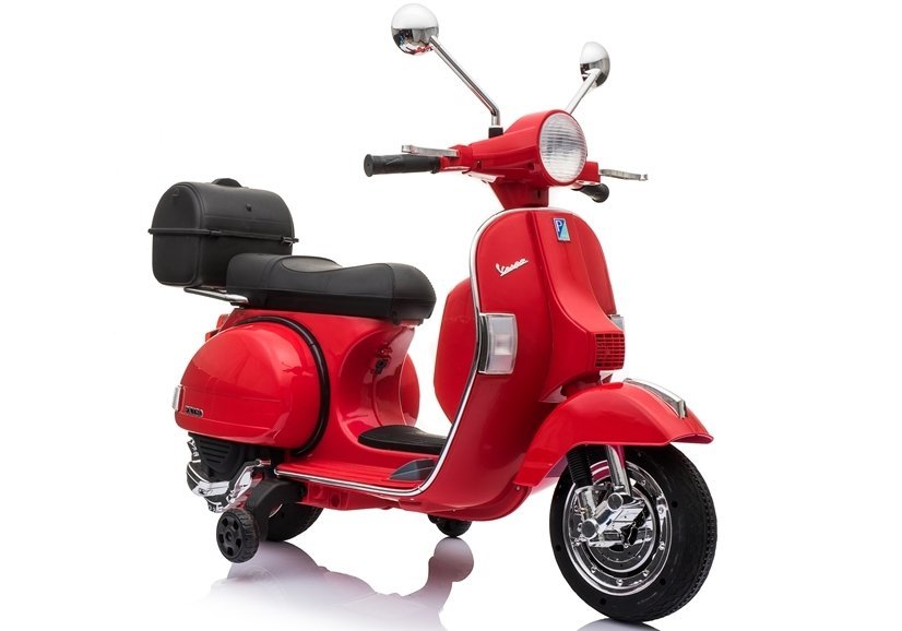 Motorroller Motorrad Vespa Rot Mit Ledersitz Und EVA-Reifen 2x45W LED Frontscheinwerfer