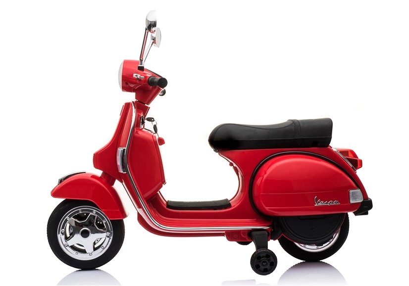 Motorroller Motorrad Vespa Rot Mit Ledersitz Und EVA-Reifen 2x45W LED Frontscheinwerfer