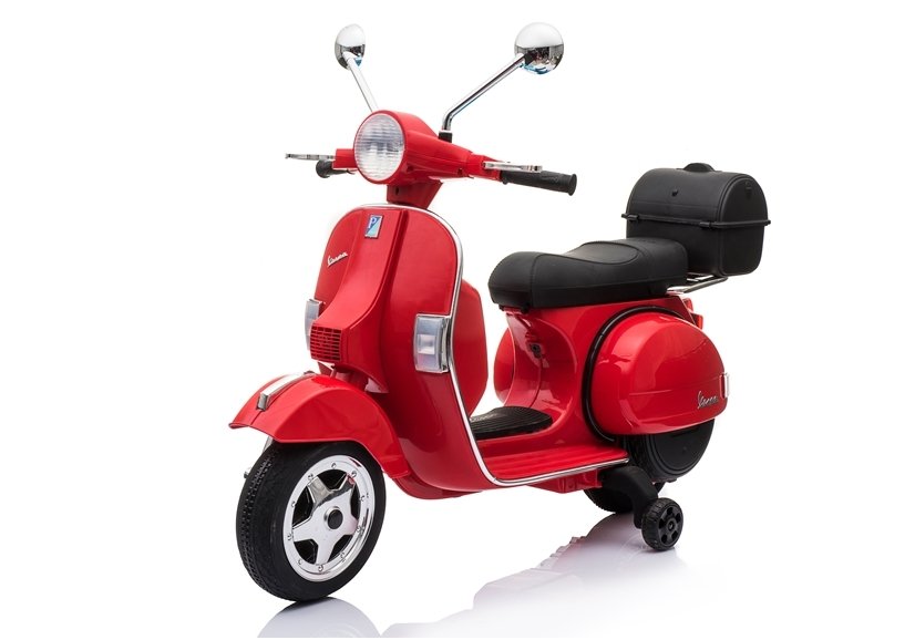 Motorroller Motorrad Vespa Rot Mit Ledersitz Und EVA-Reifen 2x45W LED Frontscheinwerfer