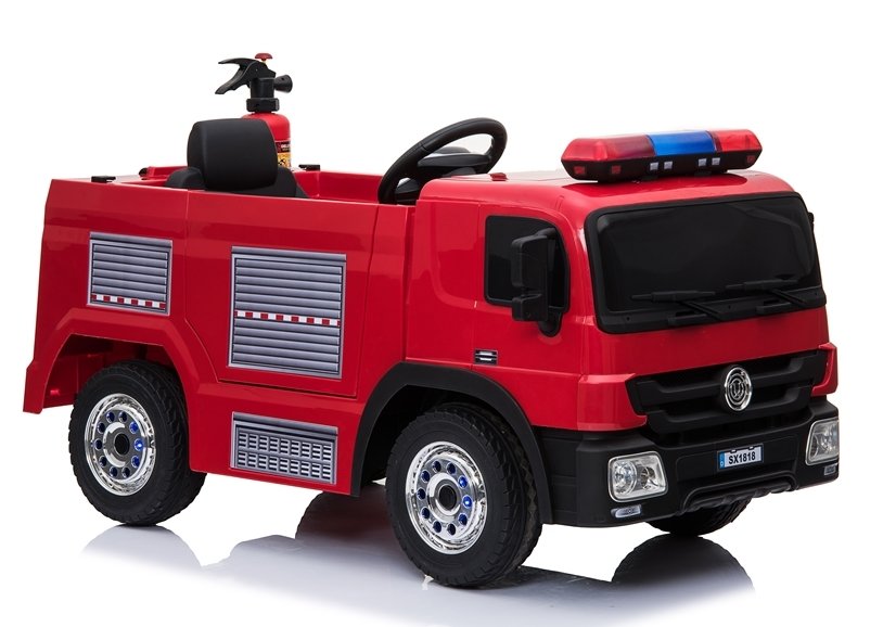 Elektro Kinderfahrzeug Feuerwehrauto Rot mit EVA-Reifen und LED Frontscheinwerfer