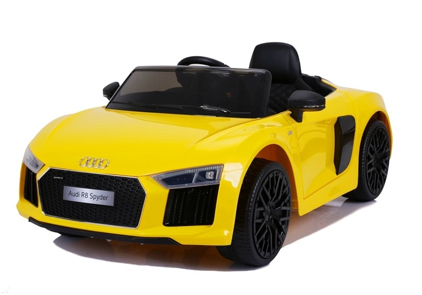 Children's car Audi R8 JJ2198 Yellow Leather seat EVA tires LED headlights 2x45W