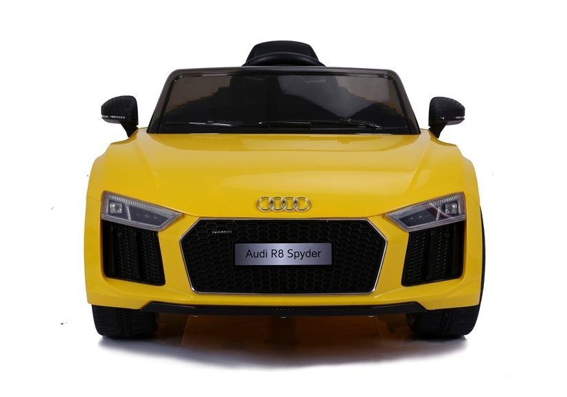 Children's car Audi R8 JJ2198 Yellow Leather seat EVA tires LED headlights 2x45W
