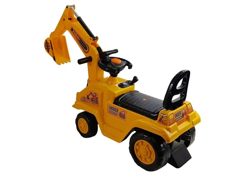 ride-on excavator with movable arm