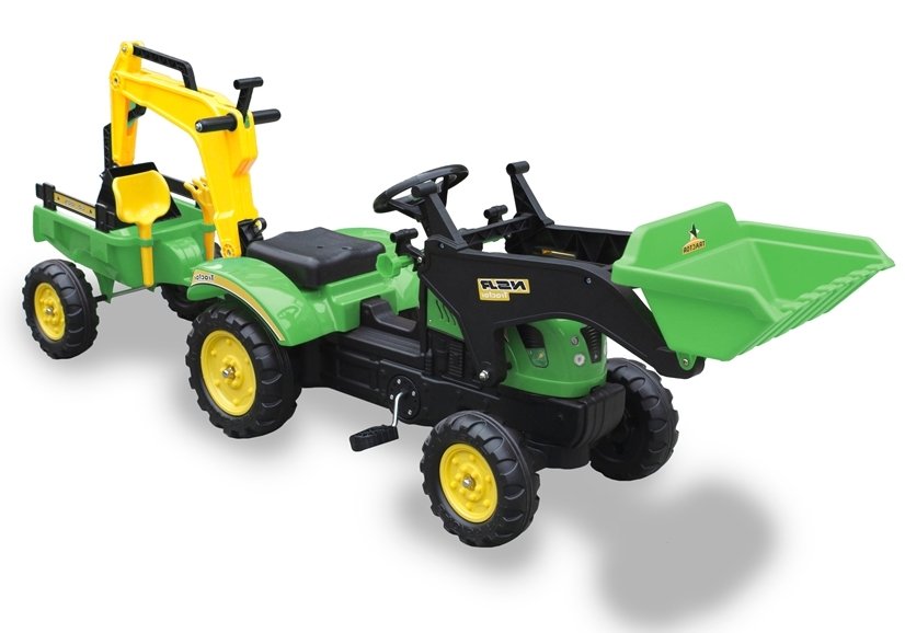 Traktor mit Anhänger und Schaufel Benson Bagger Grün