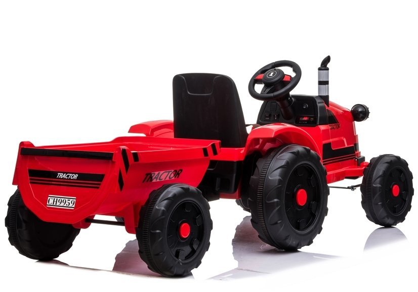 Elektro Kindertraktor mit Anhänger YSA730-2 Rot 12V 7Ah