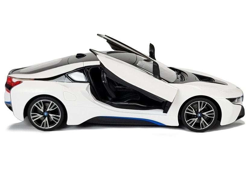 Ferngesteuertes Spielzeugauto BMW i8 Rastar 1:14 Weiße Automatiktüren