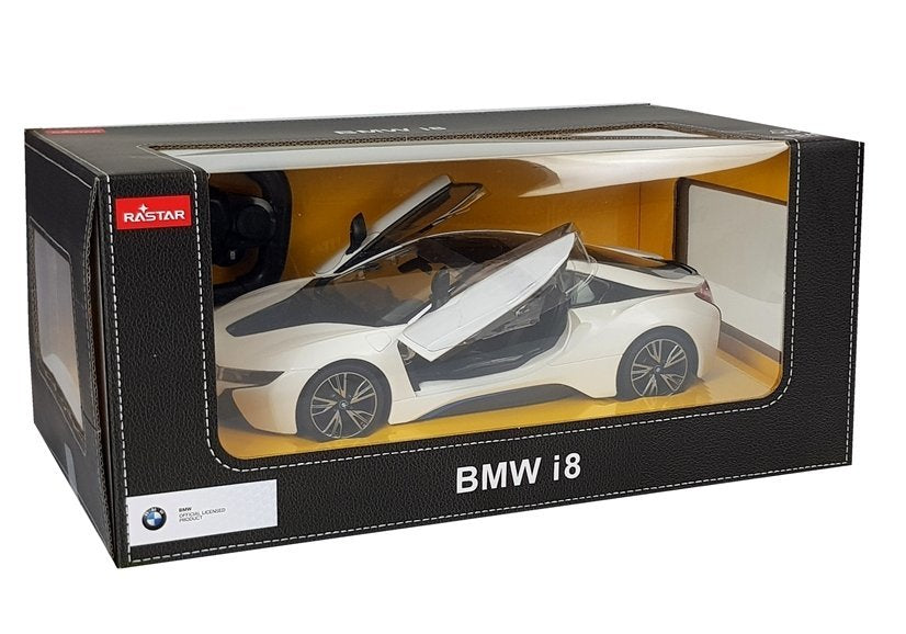 Ferngesteuertes Spielzeugauto BMW i8 Rastar 1:14 Weiße Automatiktüren