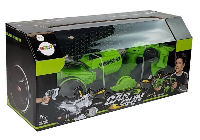 Ferngesteuertes Spielzeugauto Gun Launcher 2 in 1 mit Schaumstoffscheiben Grün