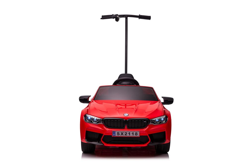 Battery-powered car BMW M5 with platform for parents, red, painted