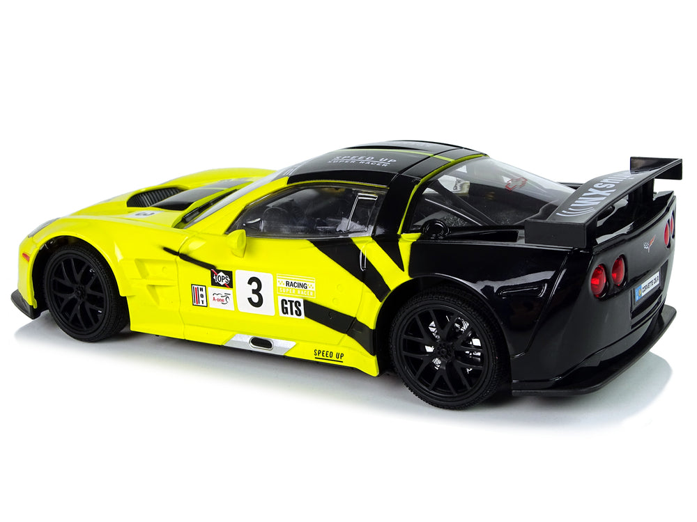 Ferngesteuerter Rennsportwagen 1:18 Corvette C6.R Gelb 2.4 G mit Lichtern
