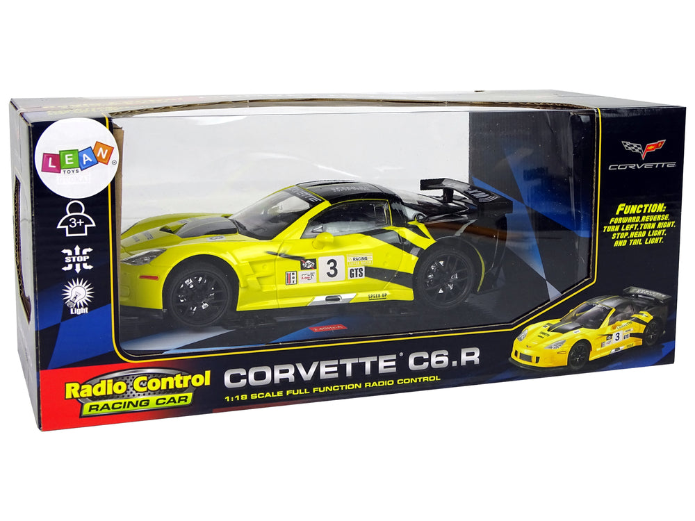 Ferngesteuerter Rennsportwagen 1:18 Corvette C6.R Gelb 2.4 G mit Lichtern