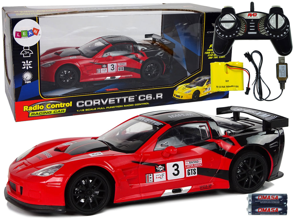 Ferngesteuerter Sportwagen R/C 1:18 Corvette C6.R Rot 2.4 G mit Lichtern